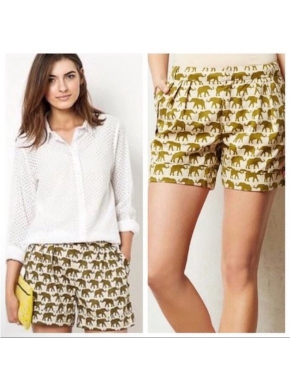 Anthropologie/Cartonnier elephant print shorts